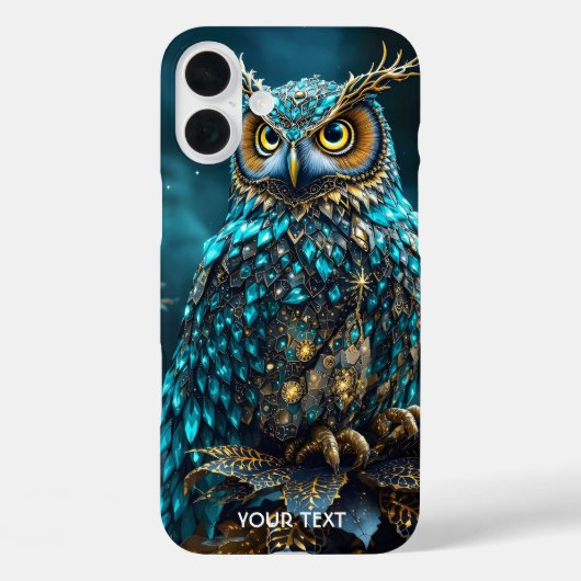 Fantasy Schattige Messing Turquoise Uil Case-Mate iPhone Case (Achterkant)