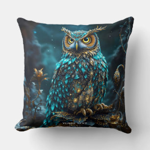 Fantasy Schattige Messing Turquoise Uil Kussen