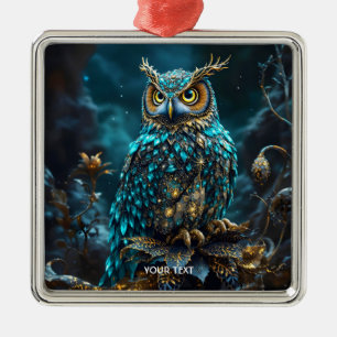 Fantasy Schattige Messing Turquoise Uil Metalen Ornament