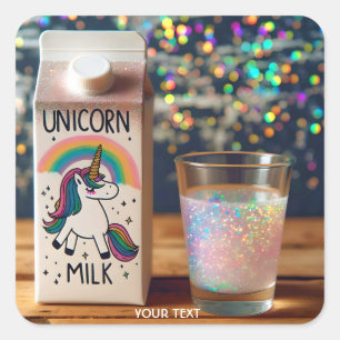 Fantasy Schattige Milk Unicorn Rainbow Vierkante Sticker