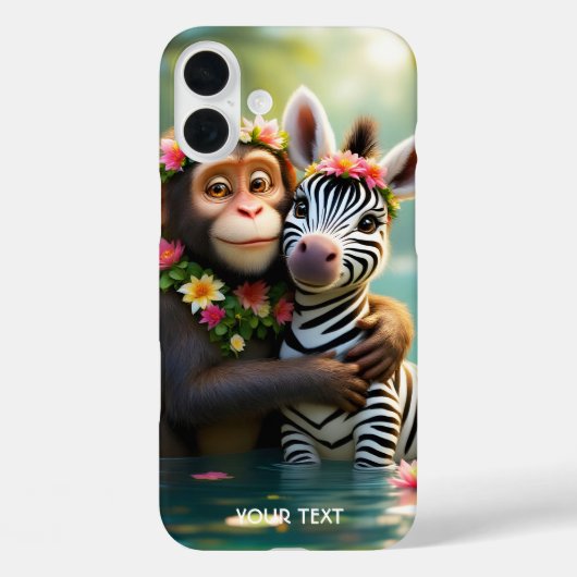 Fantasy Schattige Monkey Zebra Hug Case-Mate iPhone Case (Achterkant)