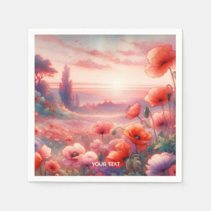Fantasy Schattige Mooie Roze Poppies Servet