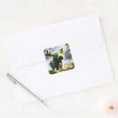 Fantasy Schattige Moss Moose Forest Vierkante Sticker (Envelop)