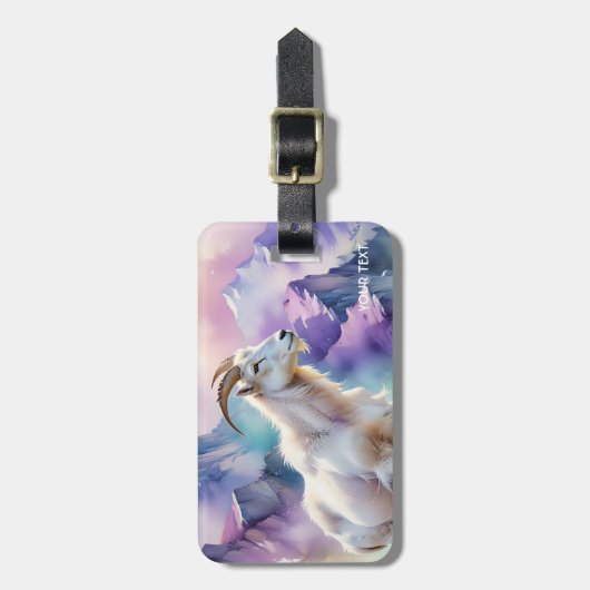 Fantasy Schattige Mountain Goat Meadow Bagagelabel (Voorkant verticaal)