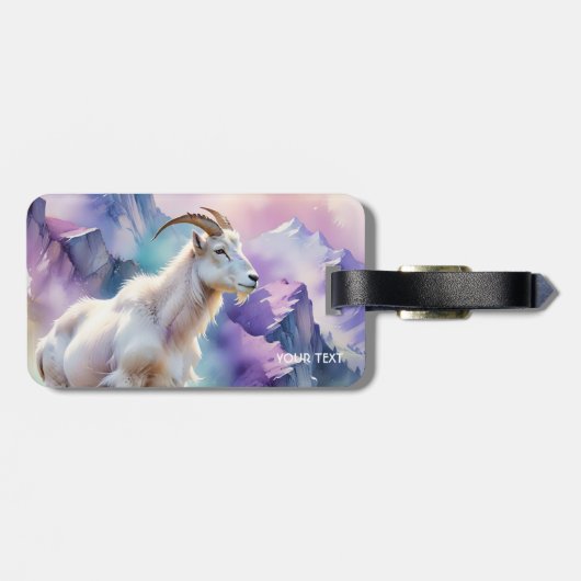 Fantasy Schattige Mountain Goat Meadow Bagagelabel (Achterkant horizontaal)