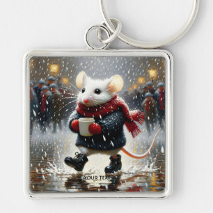 Fantasy Schattige Mouse Coffee Coat Sleutelhanger