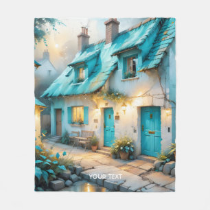 Fantasy Schattige Old Blue House Fleece Deken