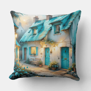 Fantasy Schattige Old Blue House Kussen
