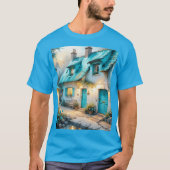 Fantasy Schattige Old Blue House T-shirt (Voorkant)