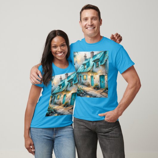 Fantasy Schattige Old Blue House T-shirt (Unisex)
