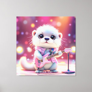 Fantasy Schattige Otter Pop Star Canvas Afdruk