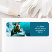 Fantasy Schattige Otter Torpedo Zee Etiket (Insitu)