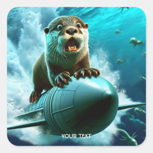Fantasy Schattige Otter Torpedo Zee Vierkante Sticker