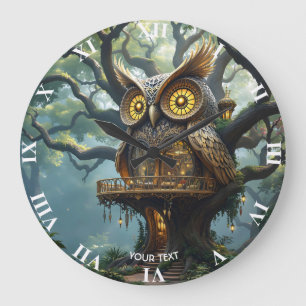 Fantasy Schattige Owl Tree Forest Grote Klok