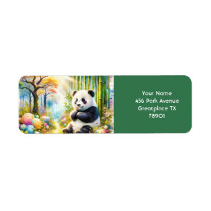 Fantasy Schattige Panda Bamboo Forest Etiket