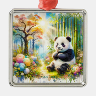 Fantasy Schattige Panda Bamboo Forest Metalen Ornament