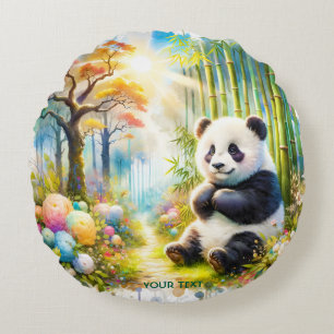 Fantasy Schattige Panda Bamboo Forest Rond Kussen