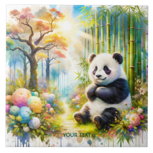 Fantasy Schattige Panda Bamboo Forest Tegeltje