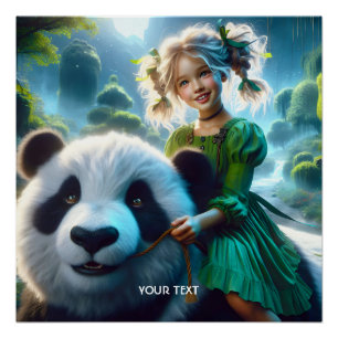 Fantasy Schattige Panda Girl Forest Perfect Poster
