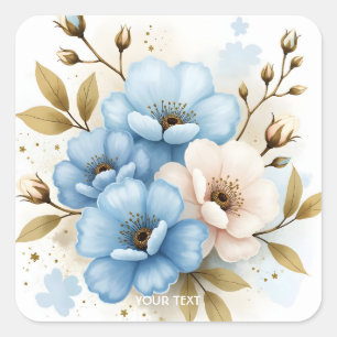 Fantasy Schattige Pastel Waterverf Flowers Vierkante Sticker