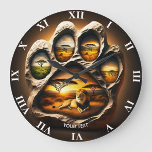 Fantasy Schattige Paw Lion Stone Grote Klok