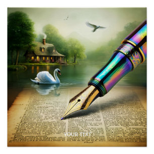 Fantasy Schattige Pen Lake Swan Perfect Poster