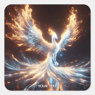 Fantasy Schattige Phoenix Fire Reborn Vierkante Sticker