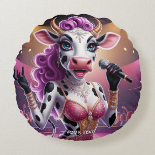 Fantasy Schattige Prachtige Koe Popstar Rond Kussen