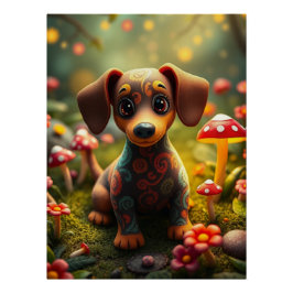 Fantasy schattige Puppy Art Perfect Poster