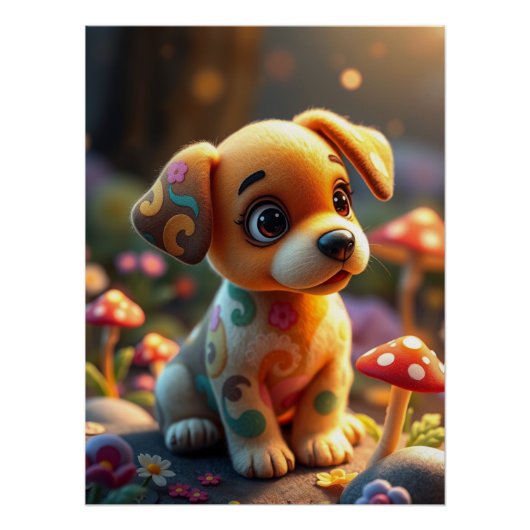 Fantasy schattige Puppy Art Perfect Poster (Voorkant)