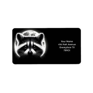 Fantasy Schattige Racoon Face Moon Etiket