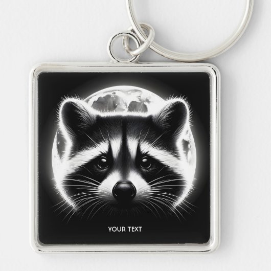 Fantasy Schattige Racoon Face Moon Sleutelhanger (Voorkant)