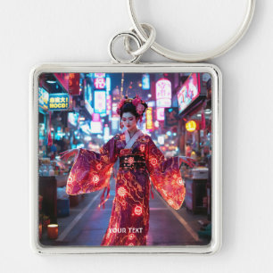 Fantasy Schattige Red Cyber Kimono Sleutelhanger