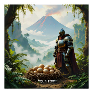 Fantasy Schattige Ridder die Eieren Bewaakt Perfect Poster