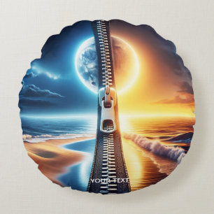 Fantasy Schattige Rits Night Day Rond Kussen