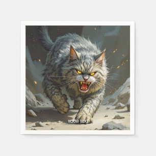 Fantasy Schattige Rocks Angry Cat Servet