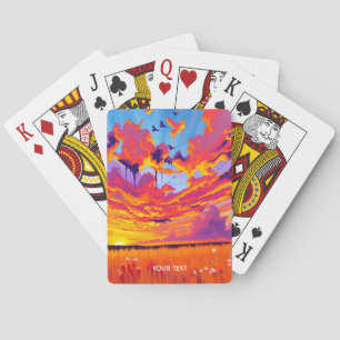 Fantasy Schattige rood Sinaasappel veld Pokerkaarten