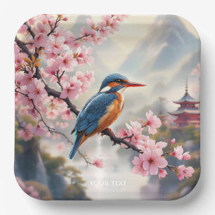 Fantasy Schattige Sakura Bird Blue Papieren Bordje