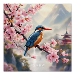Fantasy Schattige Sakura Bird Blue Perfect Poster