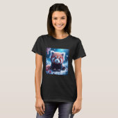 Fantasy Schattige Sakura Panda Rood T-shirt (Voorkant volledig)