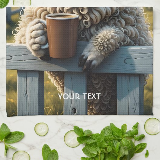 Fantasy Schattige Schaap Koffie Avond Theedoek (Gevouwen)