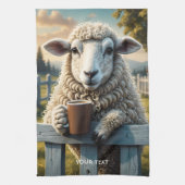 Fantasy Schattige Schaap Koffie Avond Theedoek (Verticaal)