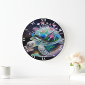 Fantasy Schattige Schildpad Glazen Bloemen Grote Klok (Huis)