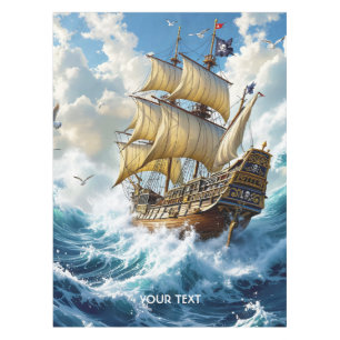 Fantasy Schattige schip Ocean Storm Tafelkleed