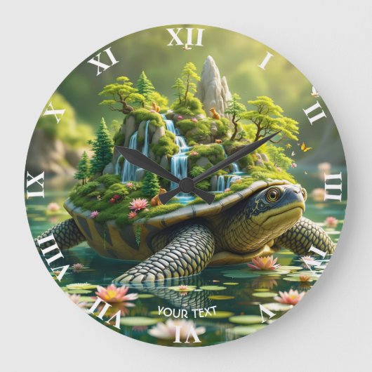 Fantasy Schattige Serene Turtle Shell Grote Klok (Voorkant)