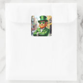 Fantasy Schattige Sharp Dressed Leprechaun Vierkante Sticker (Tas)