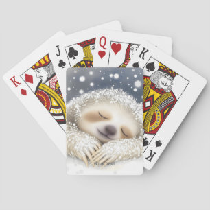 Fantasy Schattige Sleeping Sloth Snow Pokerkaarten
