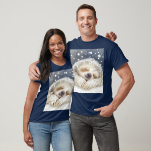 Fantasy Schattige Sleeping Sloth Snow T-shirt