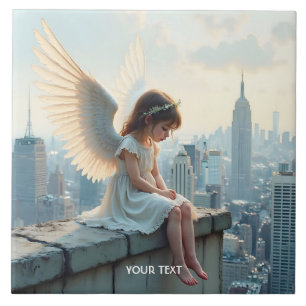 Fantasy Schattige Small Girl Rooftop Tegeltje