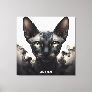 Fantasy Schattige Sphynx Black Cat Canvas Afdruk